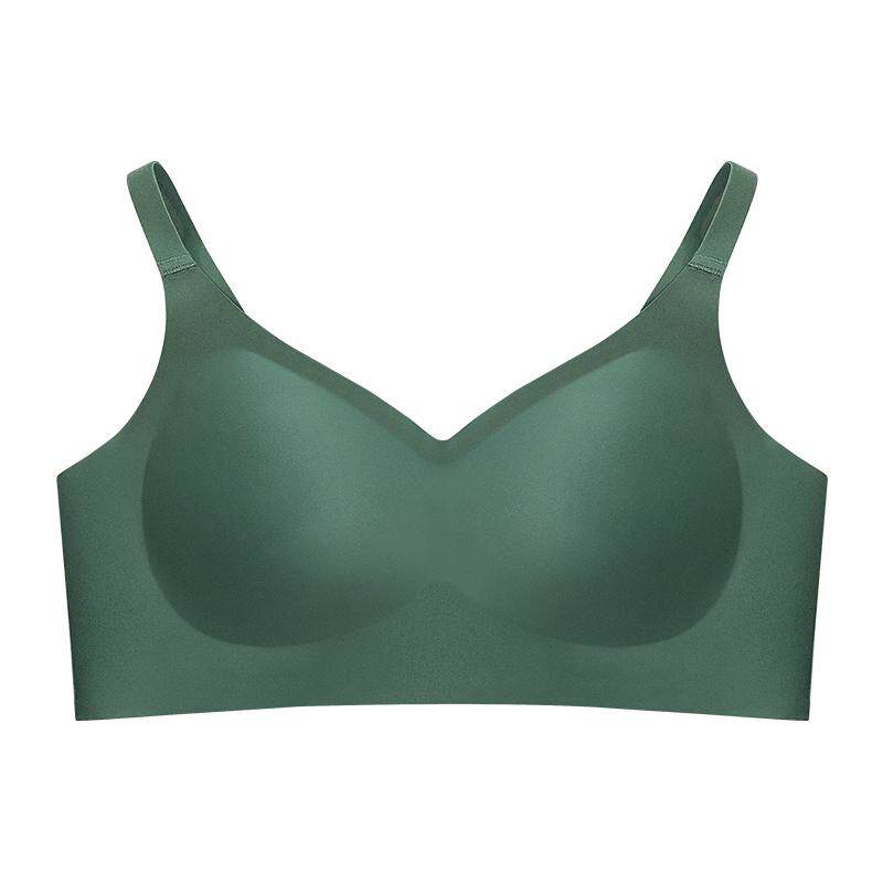 素肌棉夏季果冻一片式无痕无钢圈内衣女小胸聚拢收副乳调整型文胸
