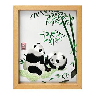 蜀绣大熊猫手工双面刺绣摆件中国特色礼物送老外伴手礼出国纪念品