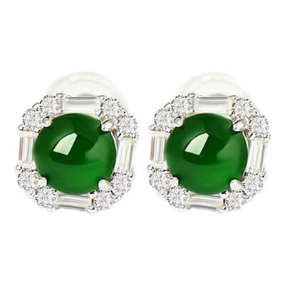 宫里上新天然翡翠纯银耳钉