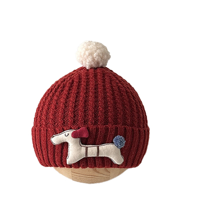 婴儿帽子秋冬款双层保暖毛线帽