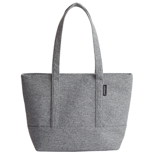 大容量单肩包仿麻布纹拼接女包简约妈咪布包上班上课通勤托特大包