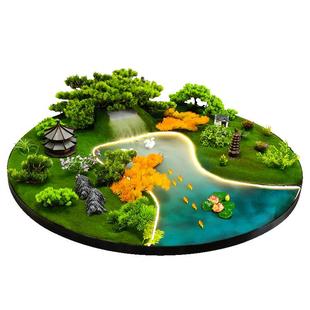 酒店餐桌中间摆花喷雾化流水灯光遥控转盘大圆桌装饰摆件盆景花瓶