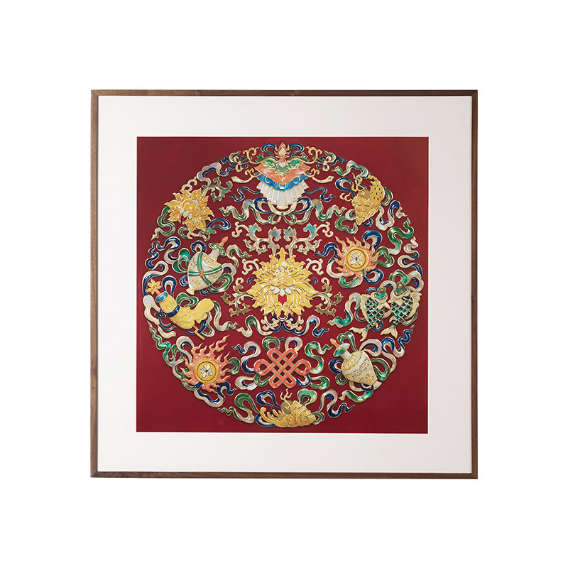 铜师傅 手工錾刻 铜雕画《吉祥八宝》玄关沙发背景墙中式装饰挂画
