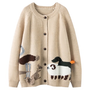 萨琪尼羊绒开衫外套女高端漂亮时尚毛衣秋冬外搭高级感刺绣