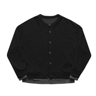 wtmp老钱风复古拼接衬衫纽扣开衫毛衣男女宽松含绵羊毛针织衫外套