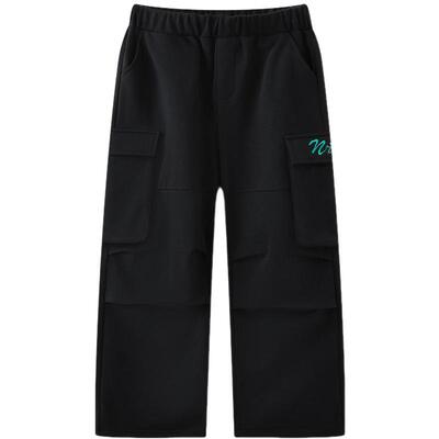 MQD童装男童裤子2025春季新款儿童简约百搭针织裤宽松降落伞裤