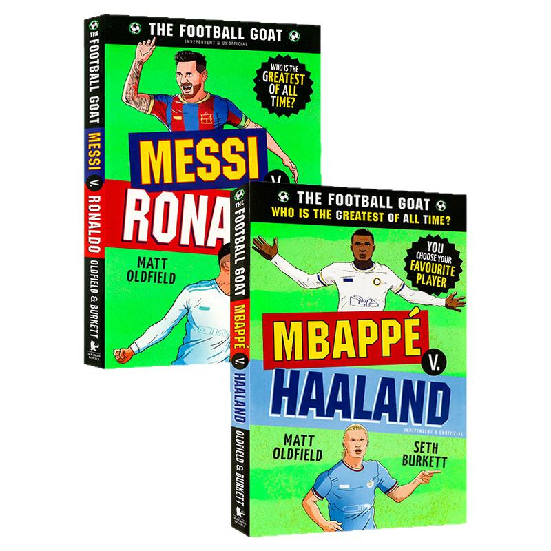 英文原版足球球星传记4册 The Football GOAT 梅西罗纳尔多姆巴佩哈兰德 青少年励志读物 7-12 岁小学生足球迷课外书