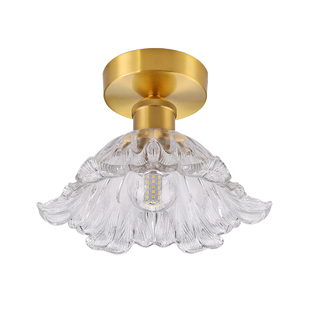 全铜轻奢过道灯走廊灯简约现代入户玄关灯阳台灯楼梯灯玻璃小吊灯