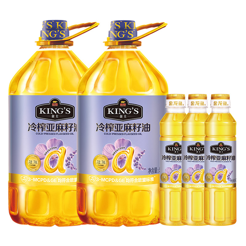 【蜜蜂惊喜社】KING'S金士冷榨亚麻籽油5L*2赠同款1.2L