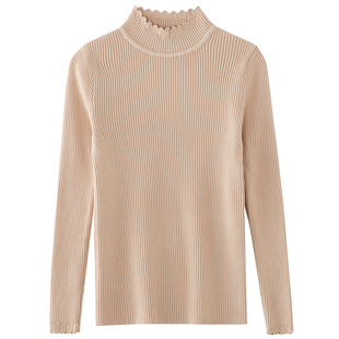 黑色打底衫女2025春秋新款修身紧身针织衫长袖上衣短款半高领毛衣