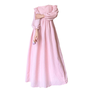 【折】Sister Jane 新款粉色吊带露肩连袖长款连衣裙甜美风