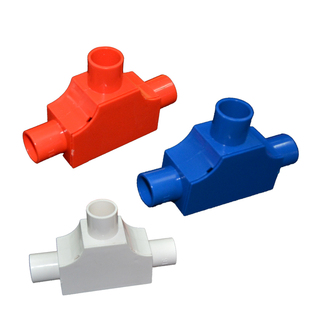 16/20PVC带盖三通三角司令盒线管分线盒方型红色三叉电工套管配件