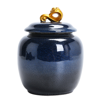 天目釉窑变陶瓷一斤装密封茶叶罐
