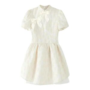 夏季新款盐甜系收腰显瘦白色连衣裙女设计感小众在逃公主蓬蓬裙子