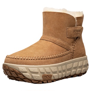 AUMU澳洲雪地靴女2025冬季新品羊皮毛一体时尚舒适轮胎厚底中筒靴