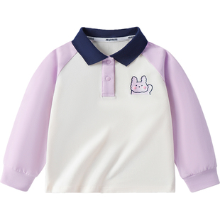 MQDmini长袖儿童2026新款春季上衣宝宝打底衫翻领t恤女童polo衫