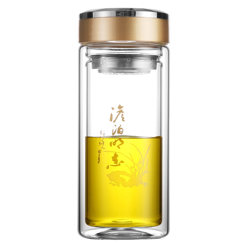 可定制印字纪念礼品双层玻璃杯