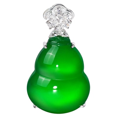 VISING珠宝天然绿玉髓马料葫芦吊坠锁骨链项链国风新中式