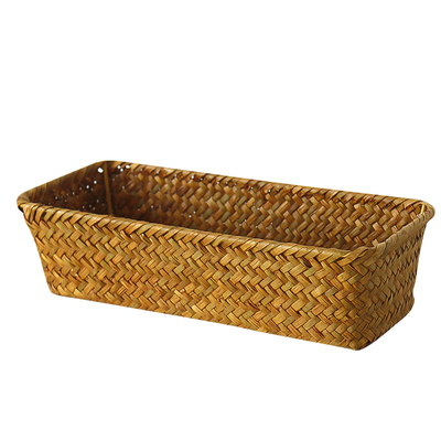 创意家居藤编收纳篮子长方形海草
