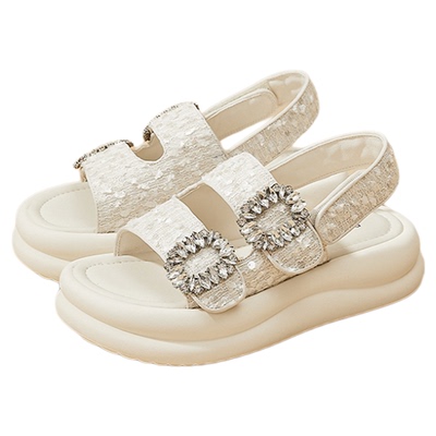 daphne厚底水钻圆头一字拖凉鞋