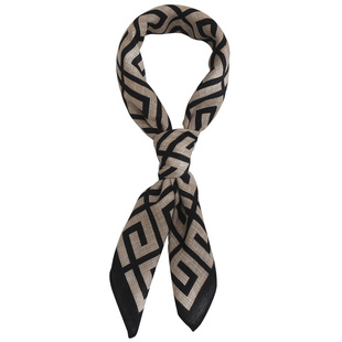 春秋款棉麻手感小方巾女万福回字格薄款围巾护颈百搭领巾上班通情