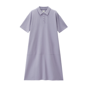 佐丹奴直筒裙子女夏季新款纯棉卫衣裙破骨翻领polo连衣裙05466467