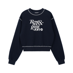RestandRecreation官方2025秋冬RR撞色装饰字母印花休闲套头卫衣