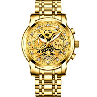 正品品牌瑞士手表男士纯金色机械表全自动防水夜光男款金表玫瑰金