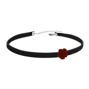 红玫瑰choker颈链女设计感小众项链花朵锁骨链项圈百搭chocker