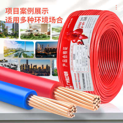 电线家用广州珠江电缆BVR多股10 16 25平方铜芯国标软线家装铜线