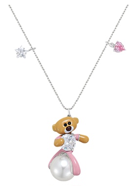 原创设计珍珠小熊项链女款时尚百搭甜酷风可爱轻奢小众高级感颈链