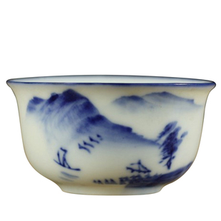 潮汕功夫茶杯手绘反口陶瓷小茶碗品茗杯90年代老潮州一口啜小杯子