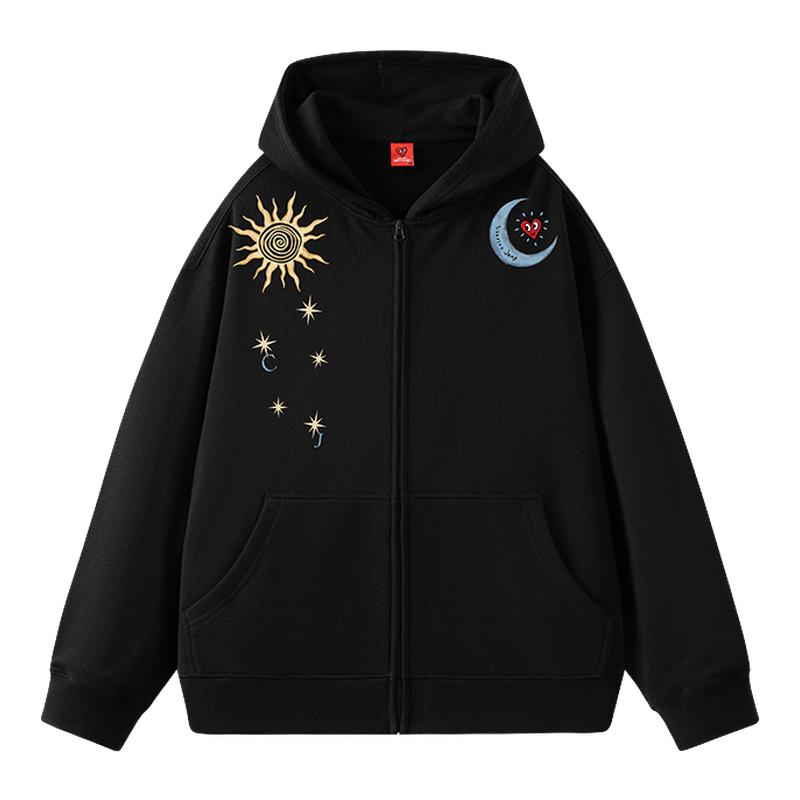 查尔斯桃心日月星纯棉开衫卫衣