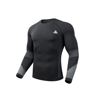 匹克长袖速干保暖压缩衣男户外运动跑步健身打底衫显瘦黑色紧身衣