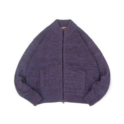 秋冬开胸花色拉链短款毛织外套