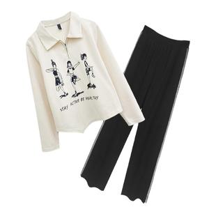 矮胖个子女装搭配秋装设计感尖角衬衫200斤大码mm胖潮上衣裤套装