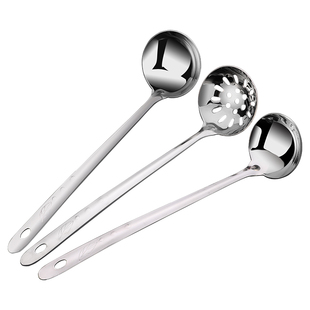 不锈钢汤勺家用勺子商用大号盛汤长柄小火锅漏勺厨房304锅勺套装