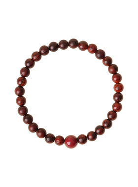 小叶紫檀朱砂招财安神手串女款