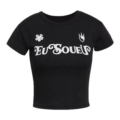 「EU」美式填充字母短袖T恤女