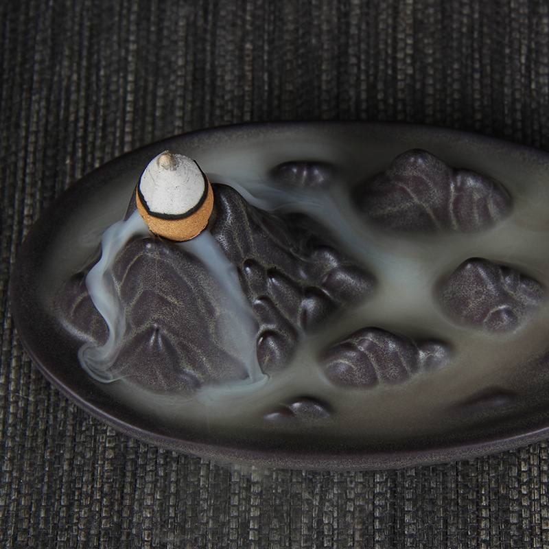 厂家直销山峦叠伏倒流香炉香炉摆件烟创意观赏流香薰陶瓷室内家用