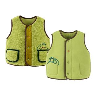 迷你巴拉巴拉男女童摇粒绒马甲2024秋冬宝宝双面绒抗静电保暖背心