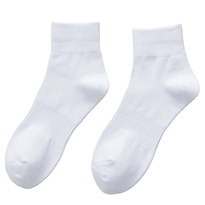 男士吸汗纯棉中筒袜女士白色棉袜
