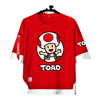 马里奥超级玛丽周边假两件T恤