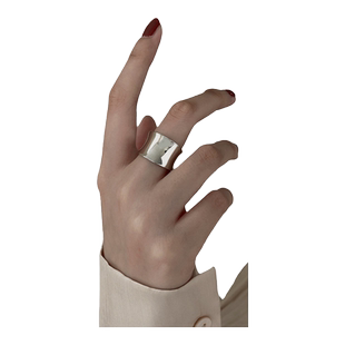 韩版大圆弧光面戒指女复古时尚个性凹凸开口指环创意食指戒