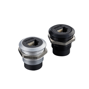 罗科斯通RJ45网线接口面板对接母座圆形连接头面板cat插座D型模块