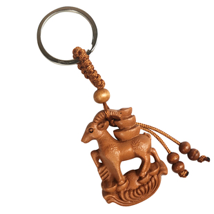 泰山福缘阁桃木十二生肖钥匙扣挂件鼠牛虎兔龙蛇马羊猴鸡狗猪