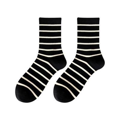 薄款条纹抗起球透气美拉德袜子