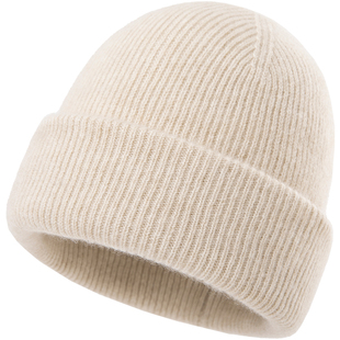 siggi 山羊绒帽子女冬保暖大头围纯色包头双层加厚针织月子毛线帽