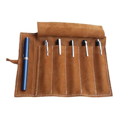 头层牛皮钢笔卷笔袋真皮笔帘复古