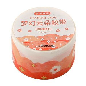 提拉多梦幻云朵胶带手帐贴纸波浪造景和纸素材异形边框手账胶卷